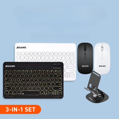 Jeqang-986 Combo 3-in-1 لوحة مفاتيح + ماوس لاسلكي + حامل هاتف