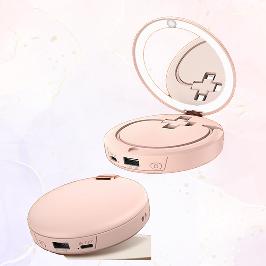 MIROIR LED 3 EN 1   مرآة 3 في 1: مرآة تجميل، بطارية و دفاية لليدين