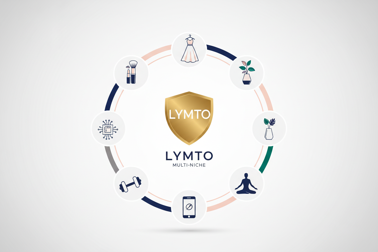 donne moi une image illustre une marque de plusieur niche sous le nom de lymto